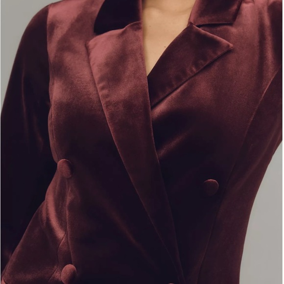 NWT Anthropologie Good American Velvet Blazer Mini Dress size XS, color:wine - Picture 2 of 3